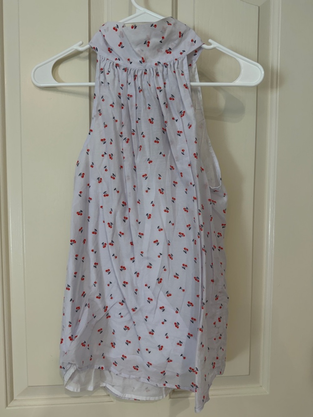 New without Tags Size 0 J. Crew White Halter Top with Red Cherry Motif